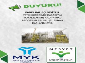Panel Kalıpçı Seviye 3 Yetkilendirme Süreci Tamamlandı: Sınav Programları Başlıyor!
